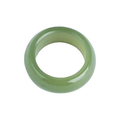 Cloudy Sky Hetian Jade Rings Pale Greenish White Jade Unisex