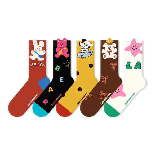 COTTON CHEESE Mid Calf Socks Women's 5 Pack