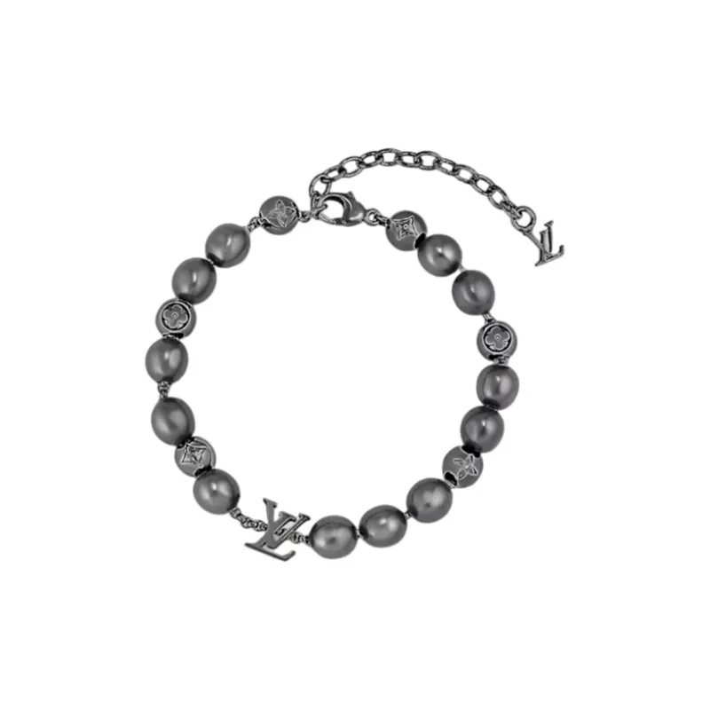 LOUIS VUITTON Pearl Metal Bracelets Women's Silver-0