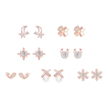 CLARKIA FLOWER Copper Stud Earrings Women's