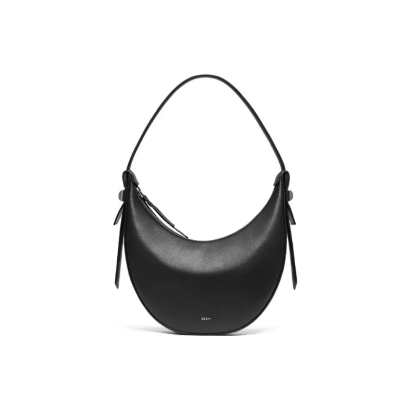 ZESH RACHEL Collection Moon Shaped Bag Advanced Handbag Shoulder Bag Medium Size Women's Elephant Gray/Ecru/Black-6