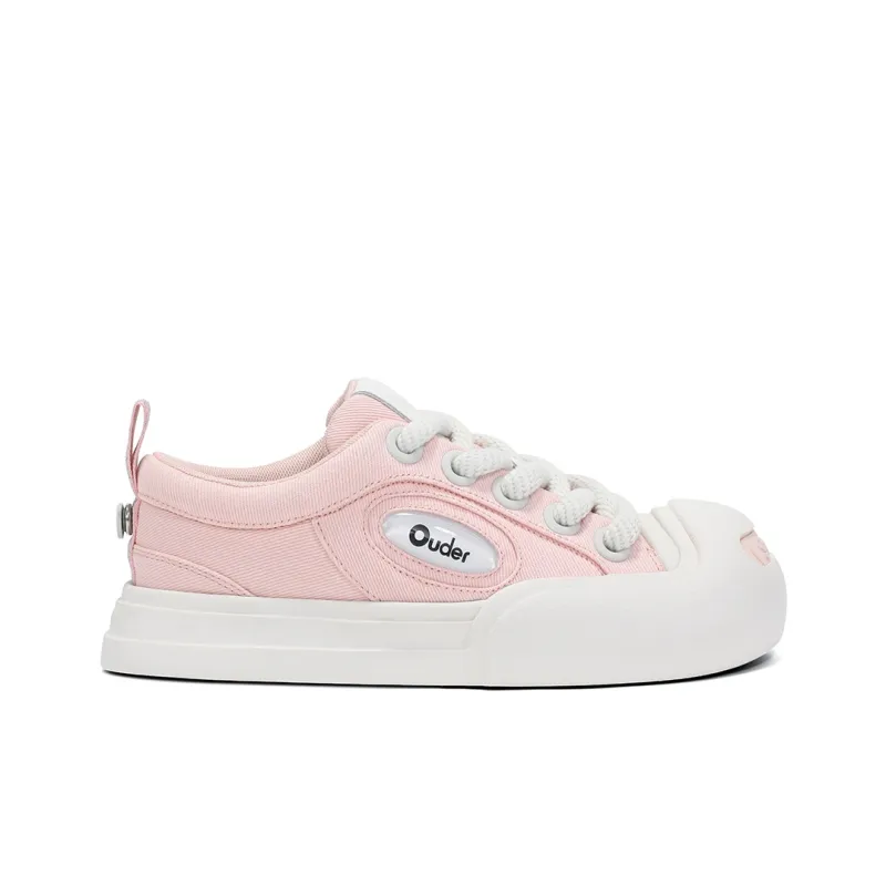 Ouder Smiler Skateboard Shoes Unisex Low Top White-1