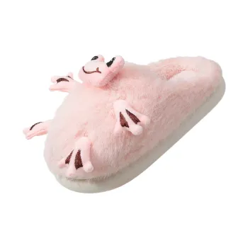 JINGEYU Fall And Winter Cute Quirky Frog Warm Closed Toe Cotton Slipper Fuzzy Slippers