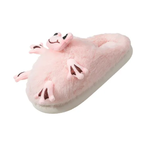 JINGEYU Fall And Winter Cute Quirky Frog Warm Closed Toe Cotton Slipper Fuzzy Slippers