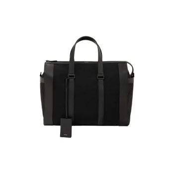 FERRAGAMO Cow Leather Portable Travel Bag Extra Large Men's Black