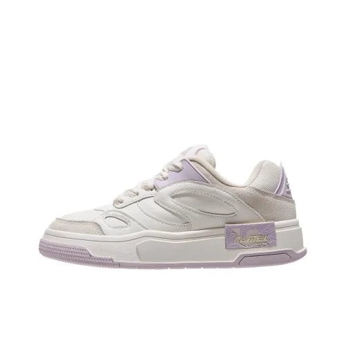 CAMEL Non-slip Lightweight Low-Top Skateboard Shoes Women's Beige Purple