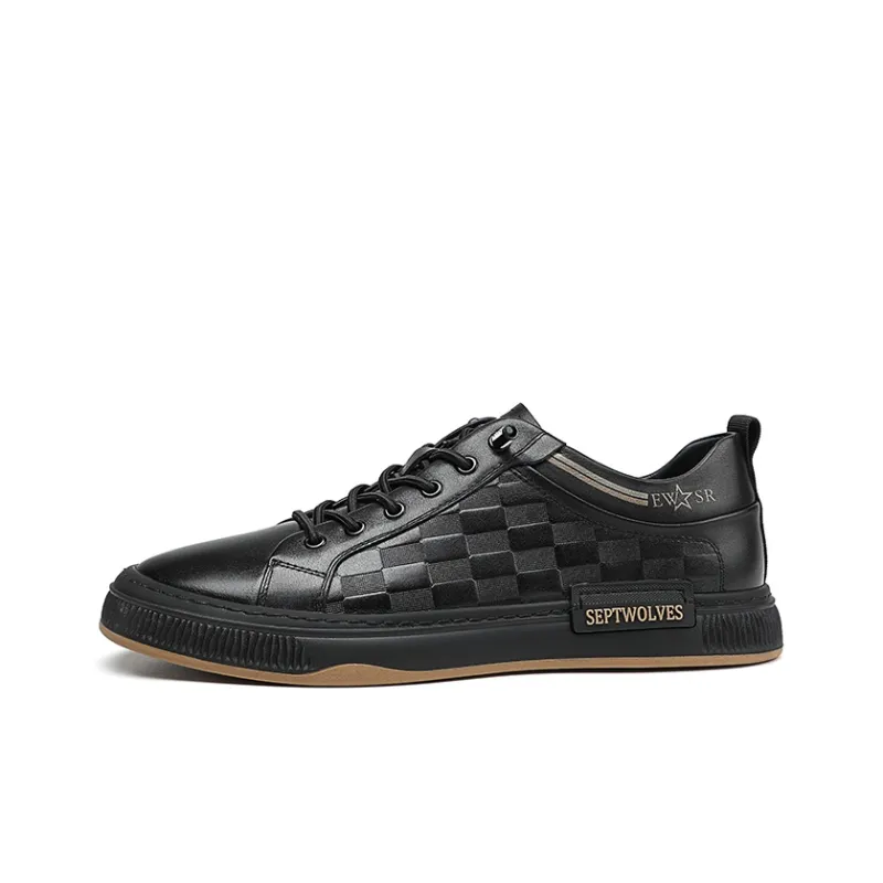 SEPTWOLVES Low Top Skateboard Shoes Men's Black HD-0