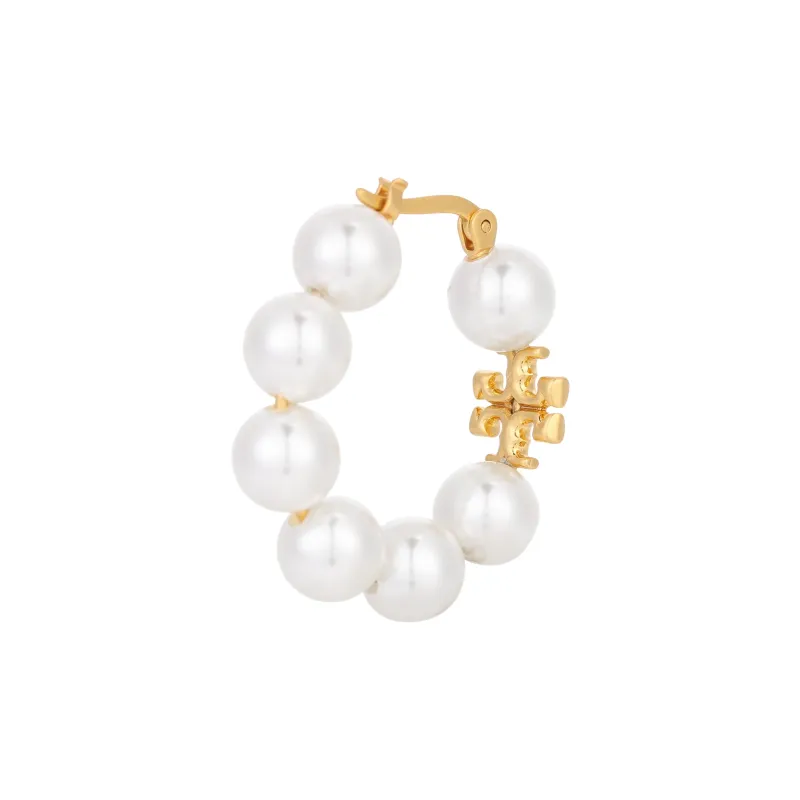 TORY BURCH Double T Motif Hoop Earrings-4