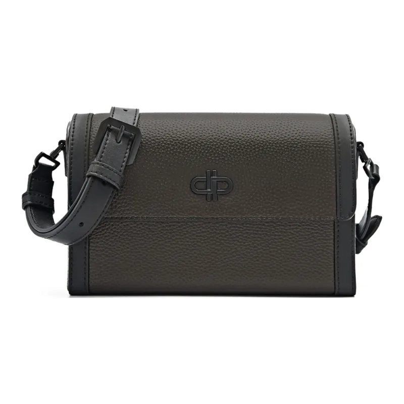 PEDRO Icon Series Top Grain Cow Leather Shoulder Bag, Crossbody Bag Trumpets Men's Black/Dark Umber-6