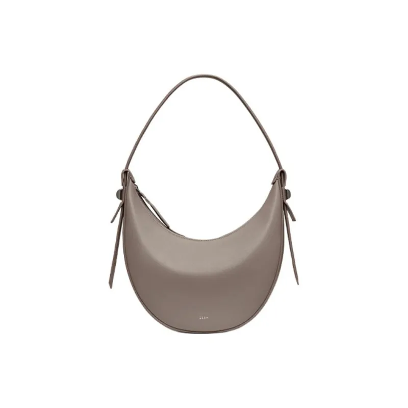 ZESH RACHEL Collection Moon Shaped Bag Advanced Handbag Shoulder Bag Medium Size Women's Elephant Gray/Ecru/Black-0