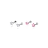 White+Pink Star Stud Earrings[Two-Piece Set]