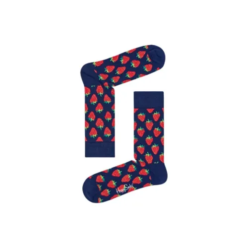 Happy Socks Mid Calf Socks Unisex 1 Pack Strawberry Dots