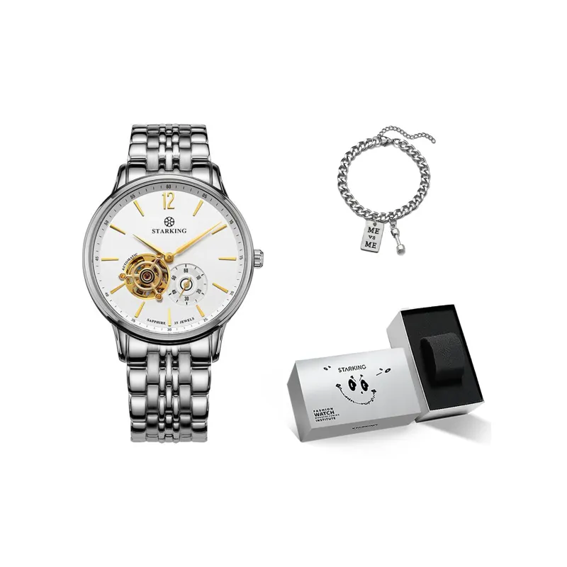 STARKING Automatic Mechanical Movement Stainless Steel Watchband Watch Unisex White Dial-1