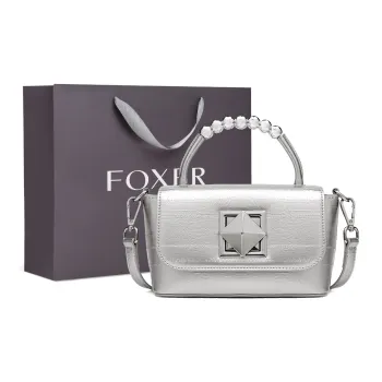FOXER Synthetic Leather Lock Handbag Shoulder Bag Crossbody Bag Regular Women's Silver/Black