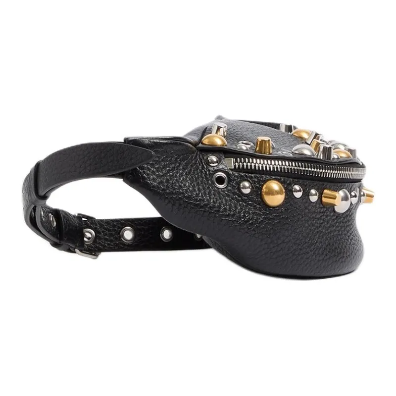 Valentino Shiny Calfskin Fanny Pack Men's Black-2