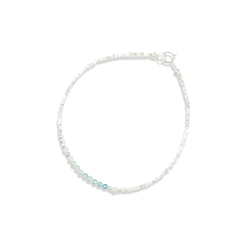 WANLIACC S925 Silver Sterling Silver Sea Blue Bracelet Women's-3