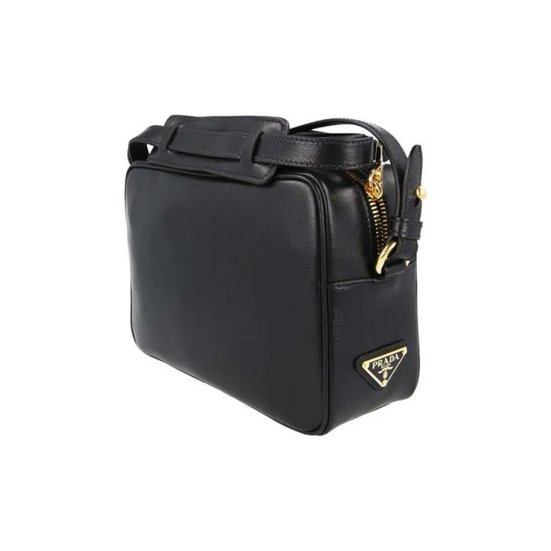 PRADA Leather Camera Bag, Shoulder Bag, Crossbody Bag Women's Black-2