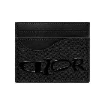 DIOR Saddle Nylon With Leather Saddle Card Holder Men's Black