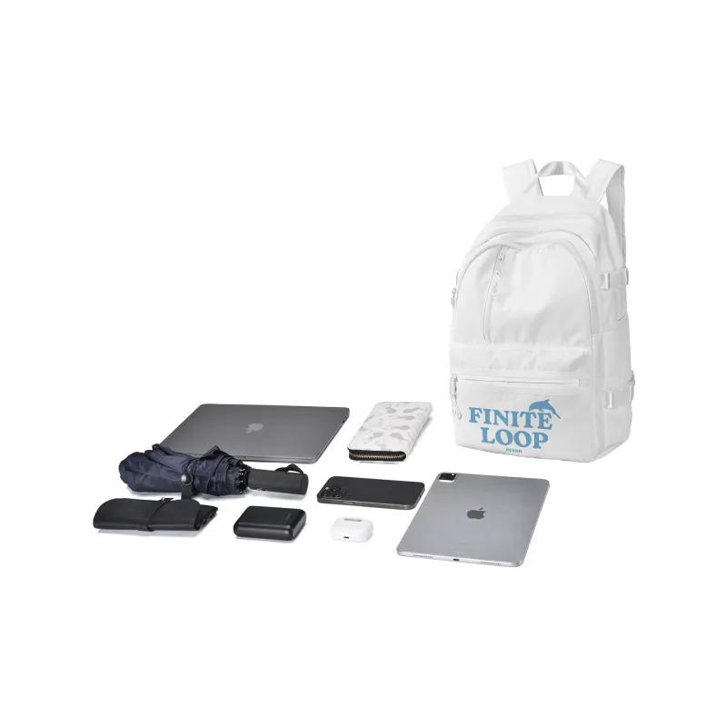 FINITE LOOP Recycled Material Student Backpack Unisex White-5