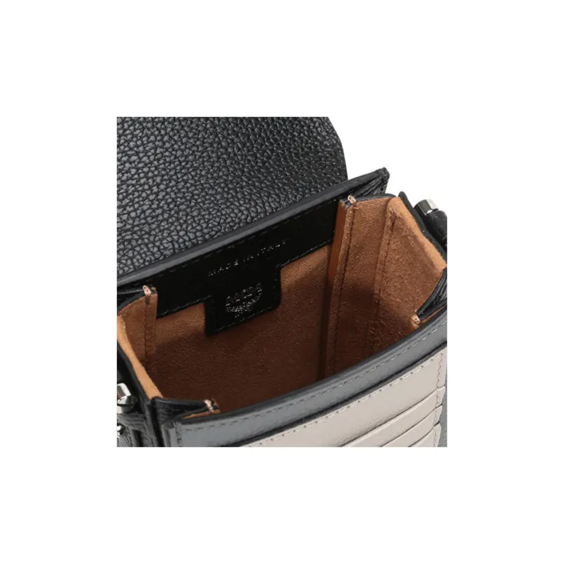 MCM Leather One Shoulder Crossbody Cell Phone Pouch Small Size Women's Black Gray-4