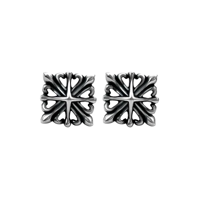 Love 925 Sterling Silver Stud Earrings Men's-0