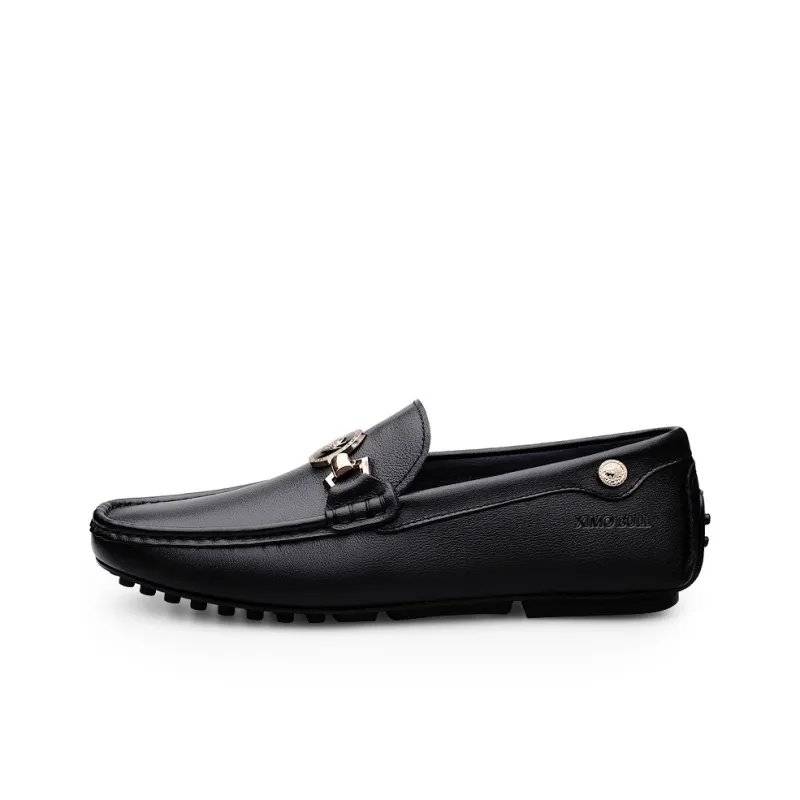 XIMO BULL Gommino Loafers Men Black/White-0