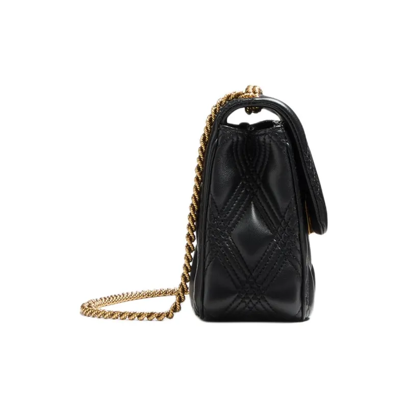 Valentino Embossed Goat Skin Shoulder Bag Crossbody Bag Medium Size Women's Black-2