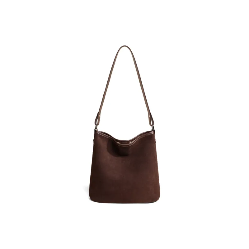 COMELY Cow Leather Patchwork Synthetic Leather Shoulder Bag Regular Women's Khaki/Chocolate-7