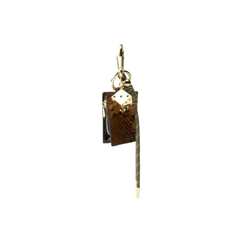 ZARA Leather Keychain Bag Accessory Mini Women's Gold-1