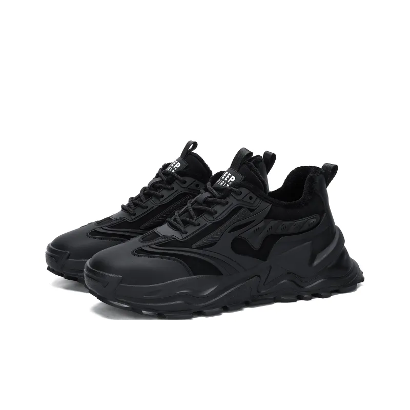 JEEP SPIRIT Cushioning Anti Slip, Wear Resistant, Coverage, Warm, Height Increasing Low Top Chunky Sneakers Men's Black-4