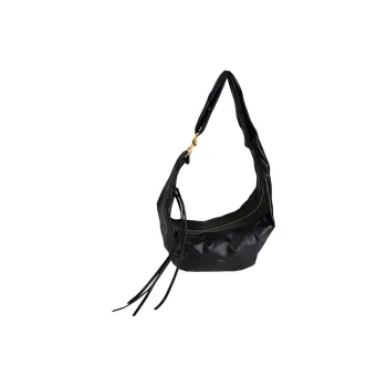 APEDE MOD Top Grain Cow Leather Cloud Fringe Bag Handbag Shoulder Bag Crossbody Bag Medium Size Women's Black Shiny