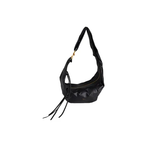 APEDE MOD Top Grain Cow Leather Cloud Fringe Bag Handbag Shoulder Bag Crossbody Bag Medium Size Women's Black Shiny