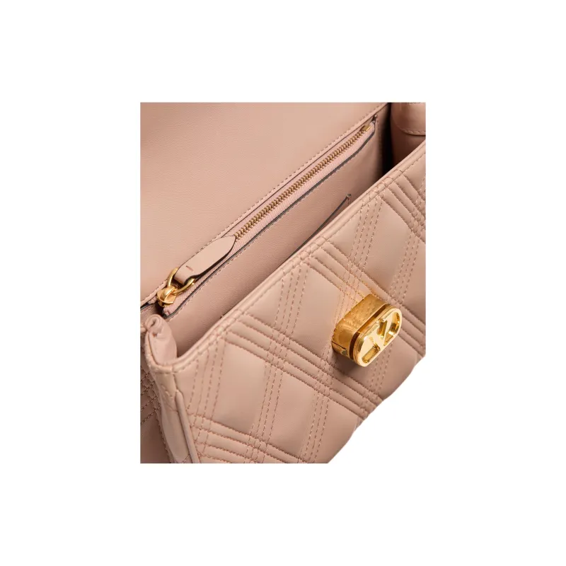 Valentino Embossed Goat Skin Shoulder Bag Crossbody Bag Medium Size Women's Cinnamon Pink-4
