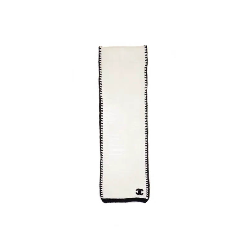 CHANEL Knit Scarves Women's White-0