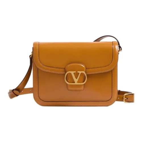 Valentino Shiny Calfskin Shoulder Bag Crossbody Bag Men's Gold Brown