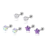 White+Multicolor+Purple Star Stud Earrings[Three-Piece Set]