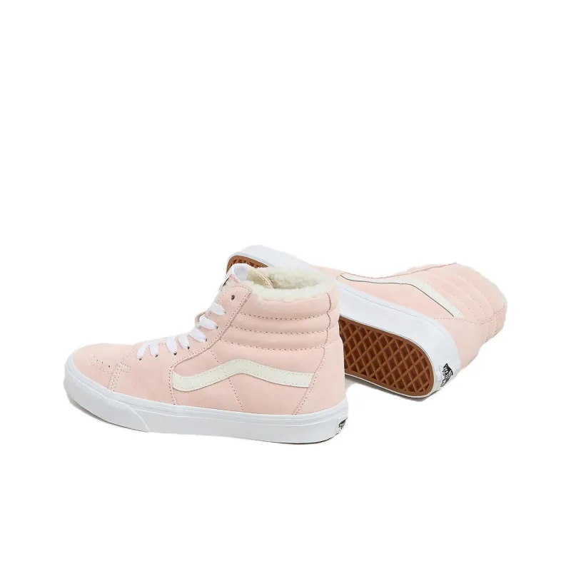 Vans Anti Slip Wear Resistant High Top Skateboard Shoes Women's Light Pink-3