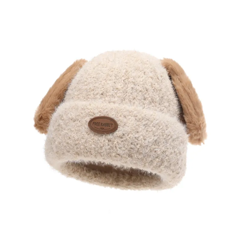 FREE RABBITⅡ Thickened And Fleece Lined Warm Pullover Knitted Hat Casual Cartoon Beanie Unisex-1