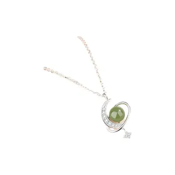 WEITIANXUAN Hetian Jade Necklaces Pale Greenish White Jade Women's