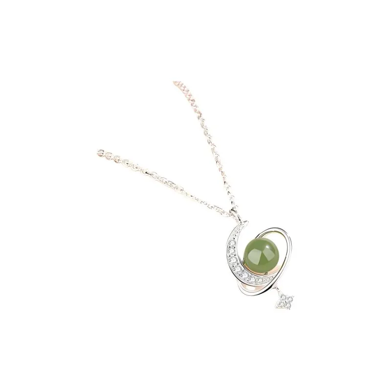 WEITIANXUAN Hetian Jade Necklaces Pale Greenish White Jade Women's-0
