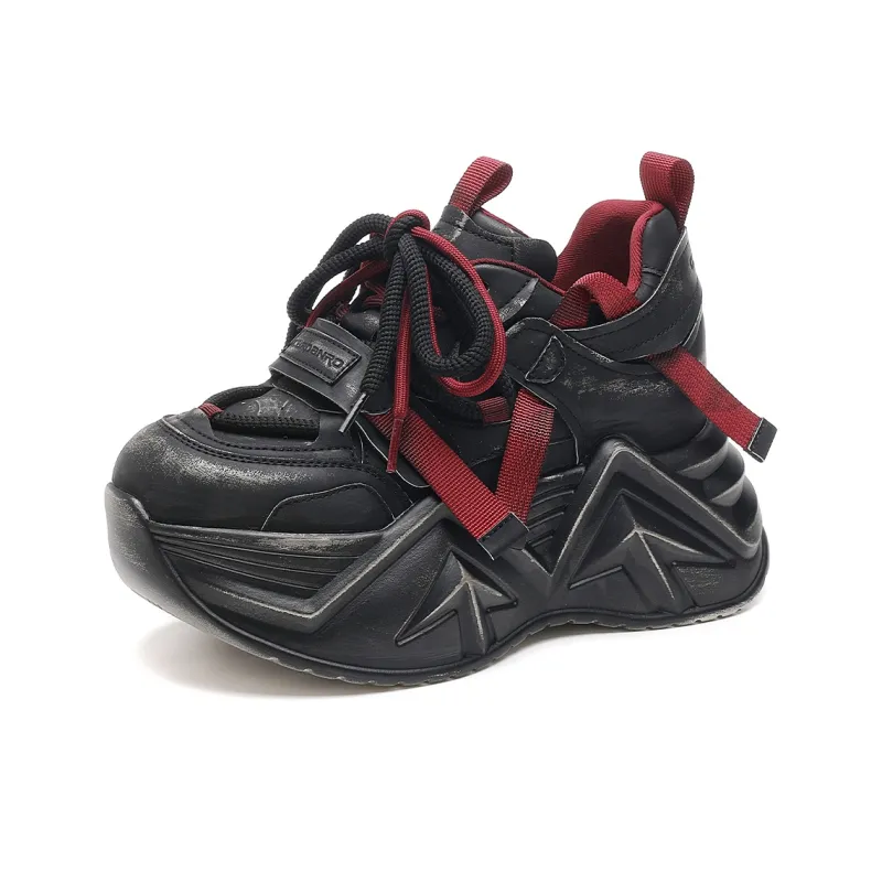 CARDANRO Low-Top Platform Height Increasing 10cm Vintage Chunky Sneakers Women's-11