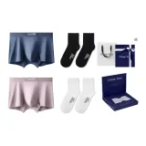 7A Antibacterial 120S Modal[Royal Blue+Leather Pink][100% cotton Socks 2 Pack]Box