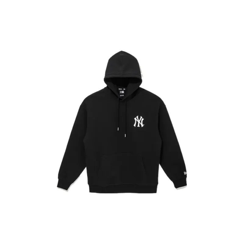 New Era Sweatshirt Casual Elastic Cuff Sweatpants Set Unisex Black-4