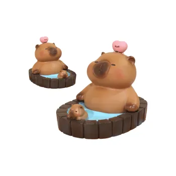 JOYAL Phone Stands Bubble Bath Kapibara Resin Ornament Cute Cartoon Lazy Person Desktop Streaming Tool Flat Swipe Drama