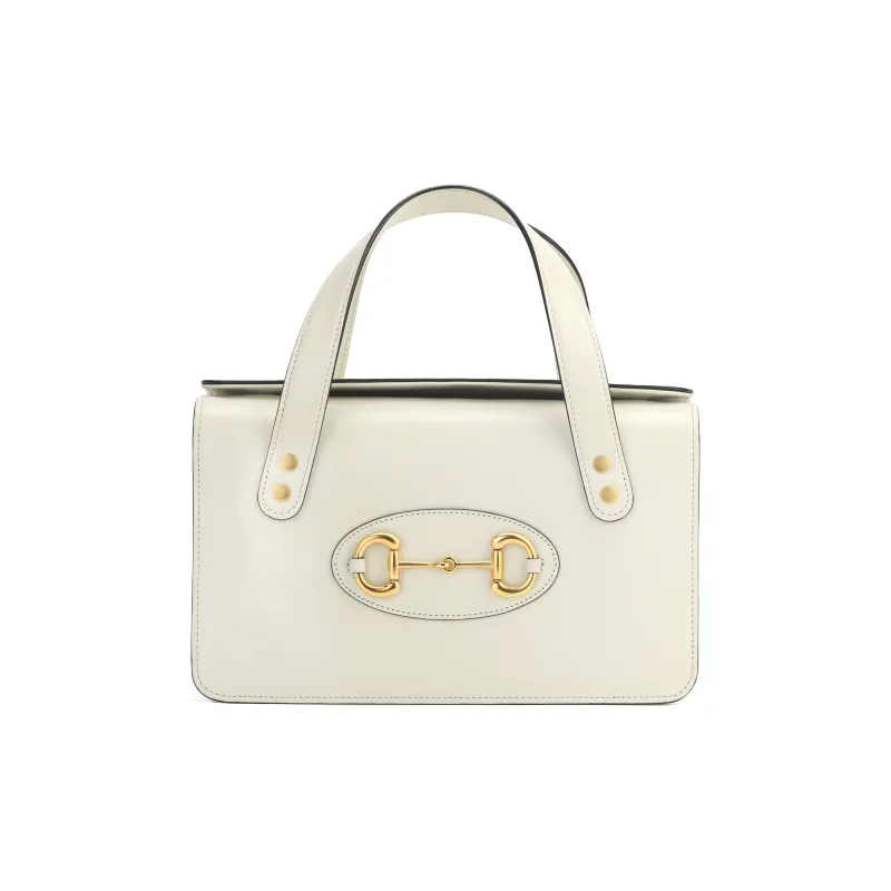 GUCCI Leather Box Bag Handbag Women's White-1