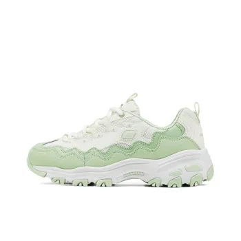 Skechers DLITES Anti Slip Wear Resistant Low Top Chunky Sneakers Women's White Green