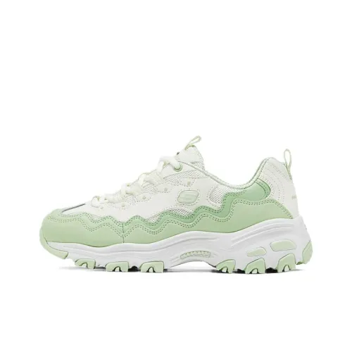 Skechers DLITES Anti Slip Wear Resistant Low Top Chunky Sneakers Women's White Green