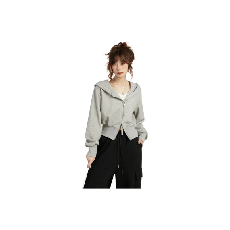 Vine Color Sweatshirt Women's Gray-3