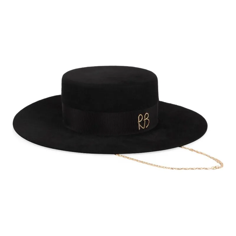 RUSLAN BAGINSKIY Monogram embellished Canotier Hat-1