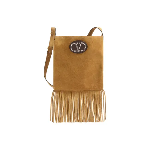 Valentino Suede Leather Shoulder Bag Crossbody Bag Men's Warm Brown